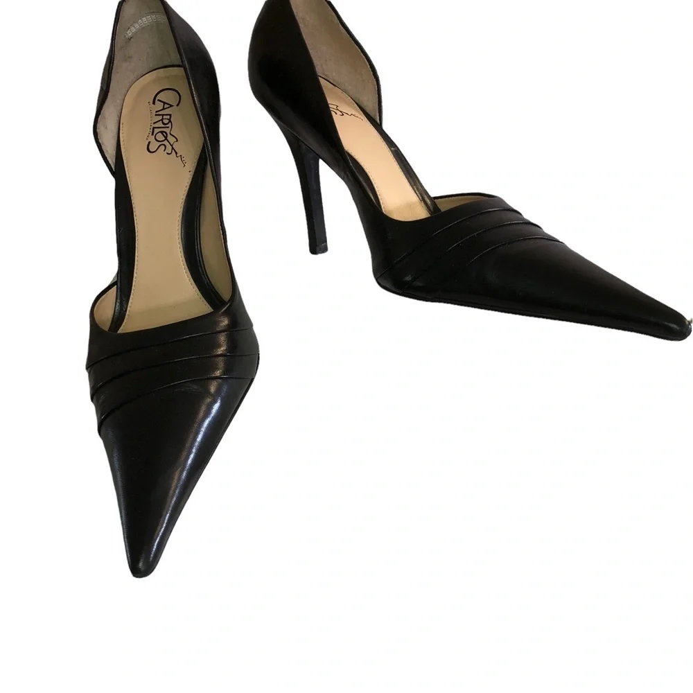 CARLOS by Carlos Santana - Black Leather Pointed Toe Heels - Size 9.5 - Picture 3 of 10